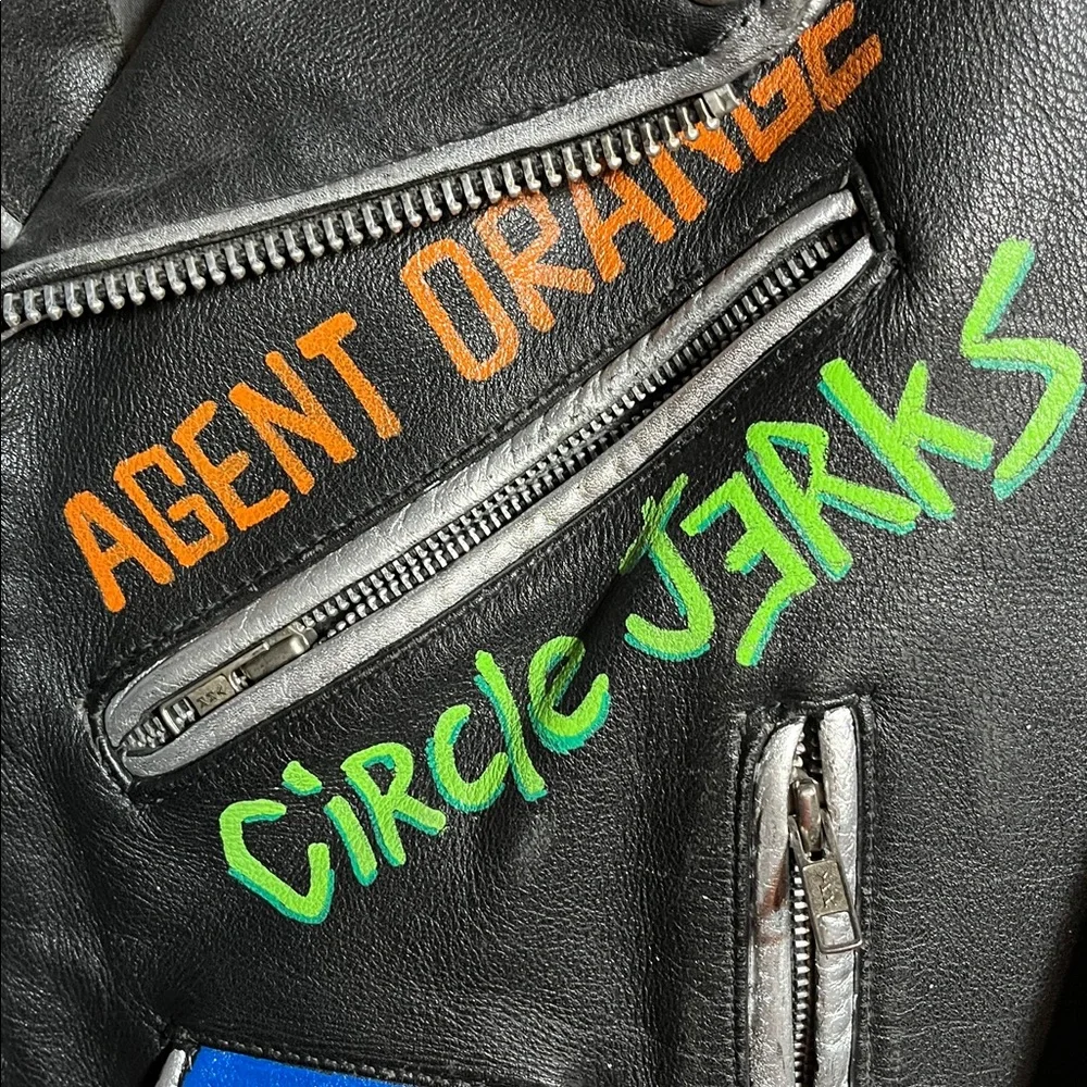 Vintage Custom Painted Punk Band Wilson Leather Jacket - Picture 4 of 11